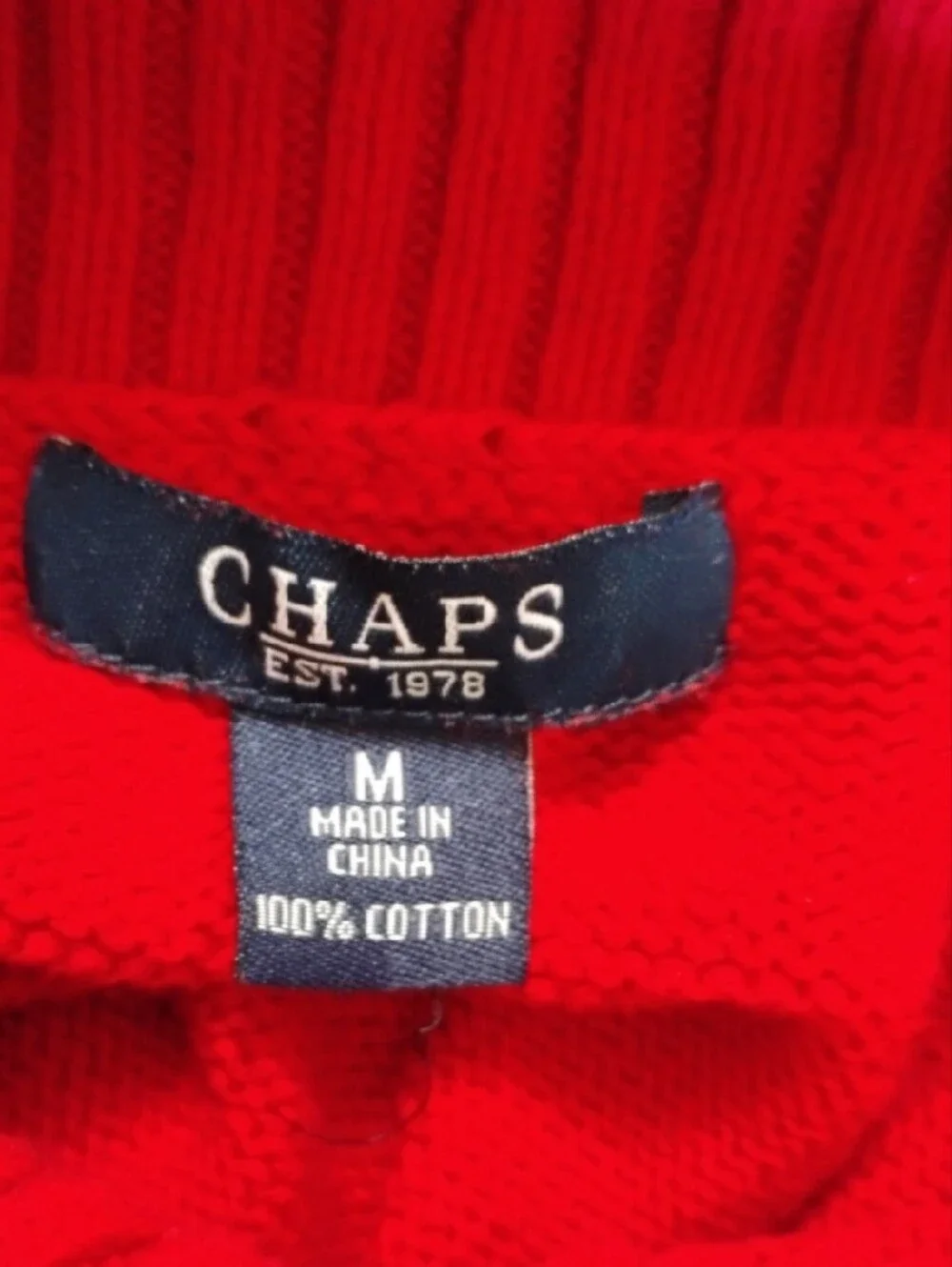 Chaps Red turtleneck Ribbed Fold-Over Sweater - Picture 2 of 7